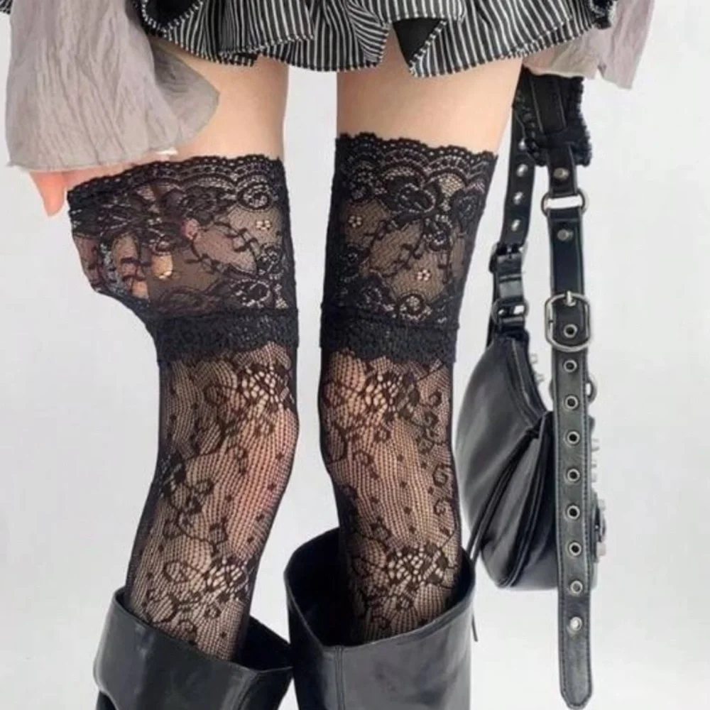 Black Lace Thigh-High Stockings